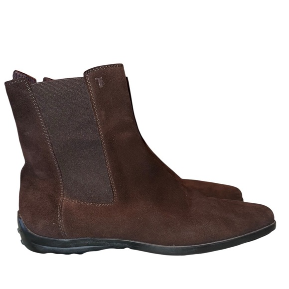 TOD’S Quinn Guiana Beatles Suede Ankle Boots Brown Size 6 - Picture 5 of 14